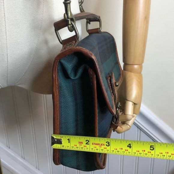 WRALPH LAUREN Black Watch Plaid Crossbody Shoulder Bag Vintage - Picture 11 of 17